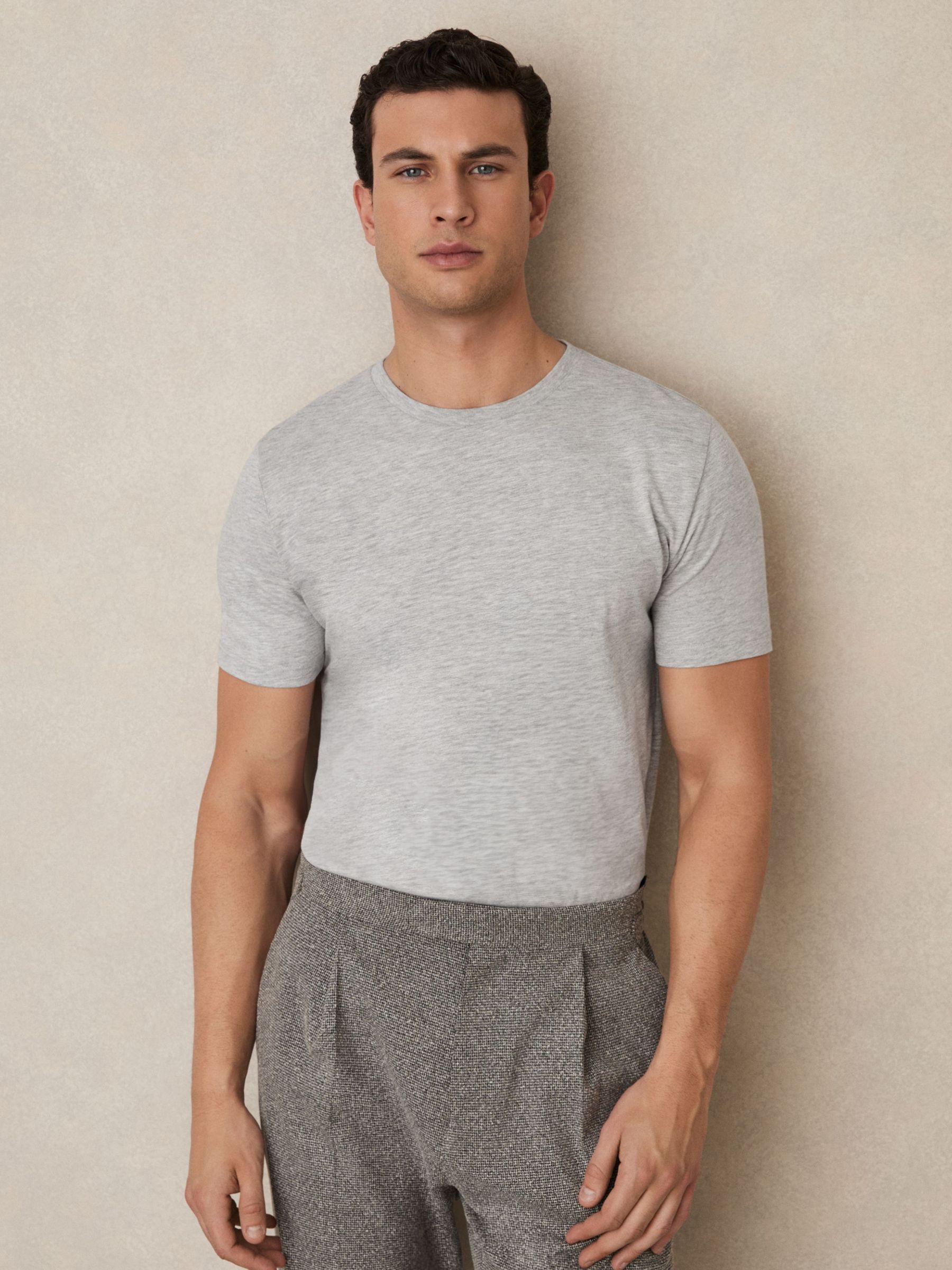 Crew Neck T-Shirt in Grey Marl (D29780) | US$45