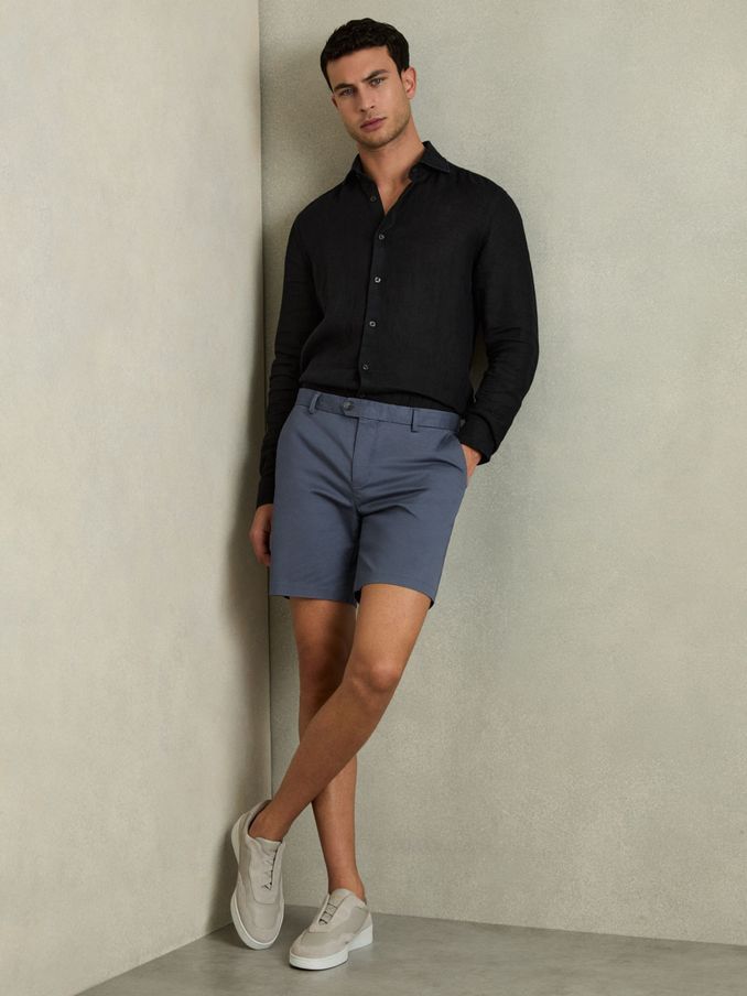 Short Length Casual Chino Shorts in Airforce Blue (D29798) | AED440