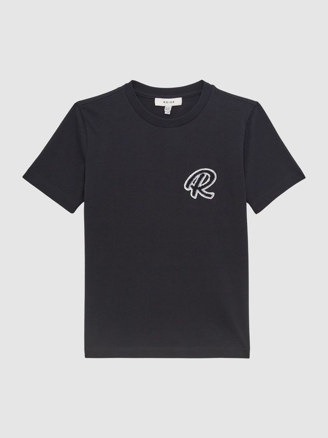 9-14 yrs Cotton Crew Neck T-Shirt in Navy (D36427) | $16