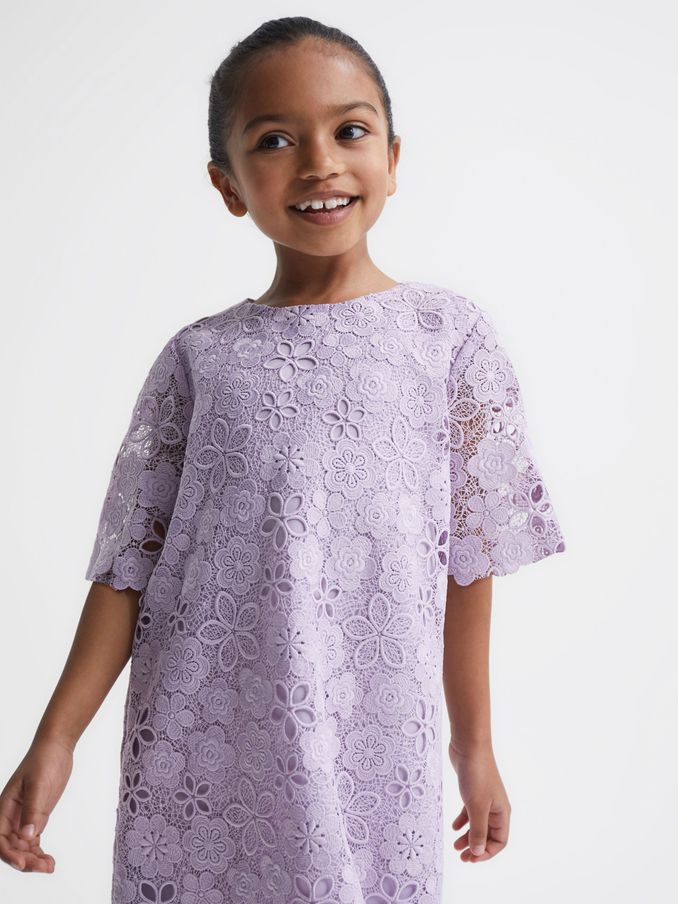 9-12 yrs Lace T-Shirt Dress in Lilac (D39176) | US$58