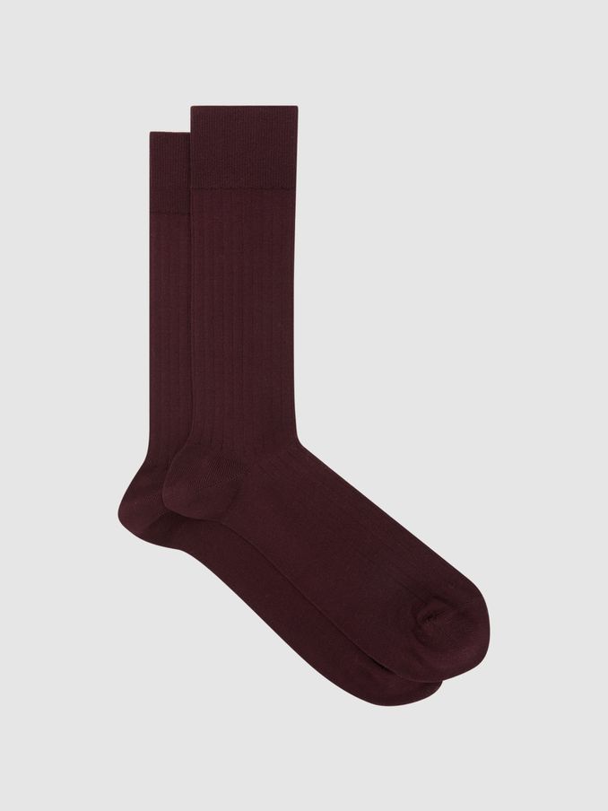 Ribbed Socks in Bordeaux (D39996) | €15