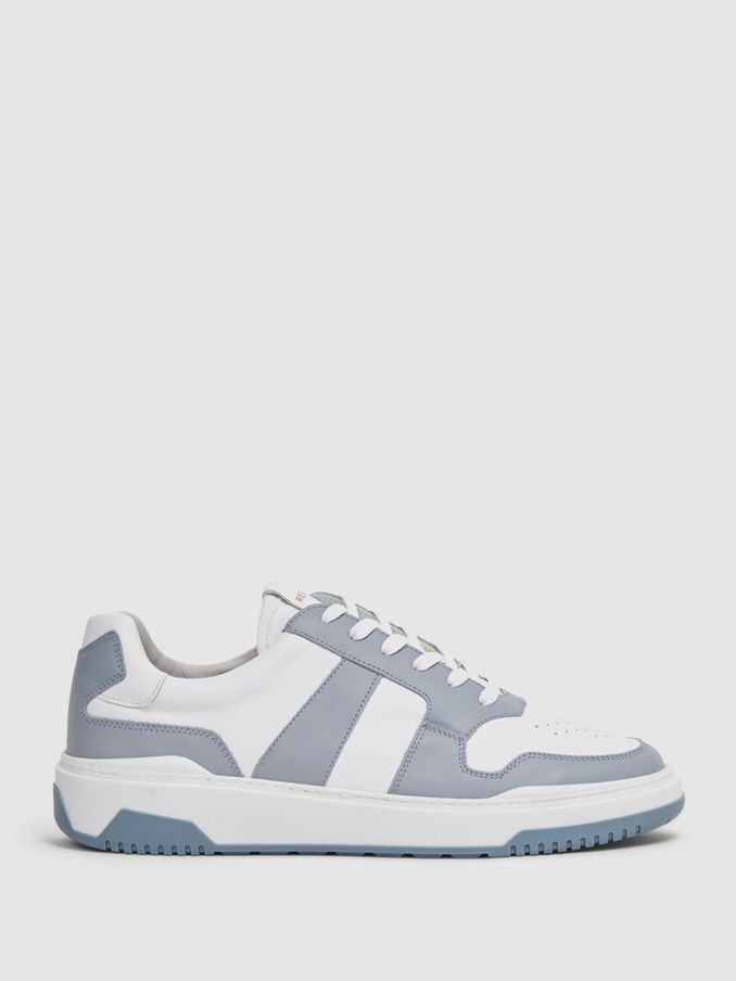 Low Top Leather Trainers in Airforce Blue (D40001) | CHF 142