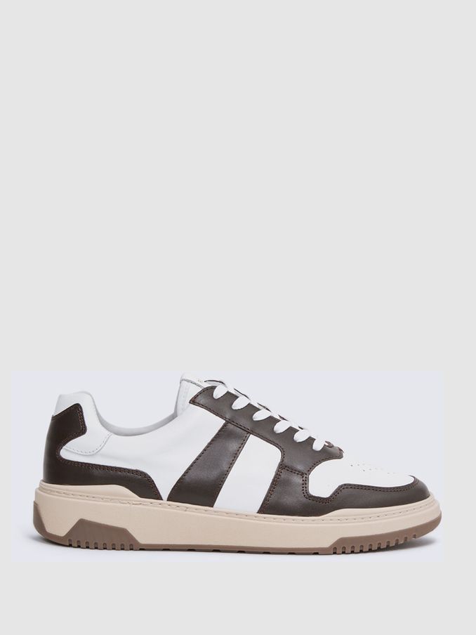 Low Top Leather Trainers in Brown (D40003) | CHF 128