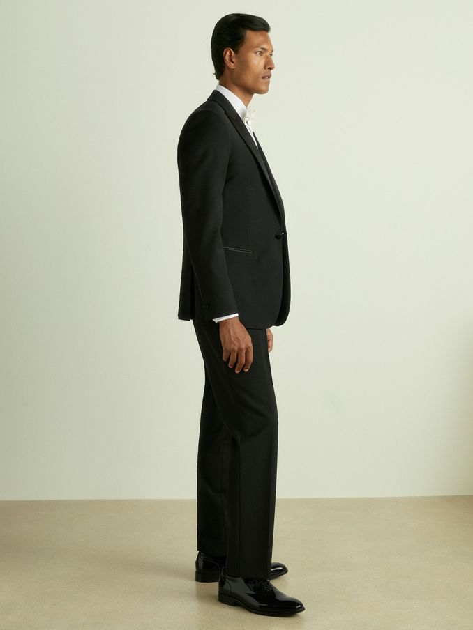 Modern Fit Tuxedo Trousers in Black (D40030) | €225