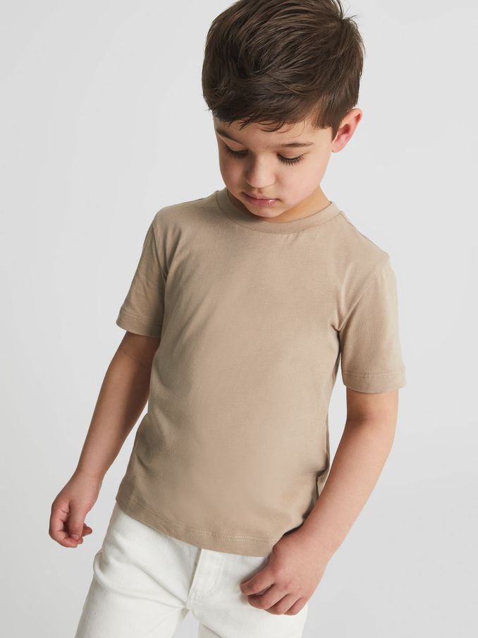 3-9 yrs Crew Neck T-Shirt in Stone (D42822) | €15