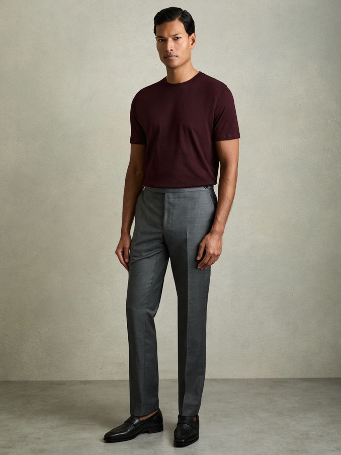 Crew Neck T-Shirt in Bordeaux (D50922) | US$45