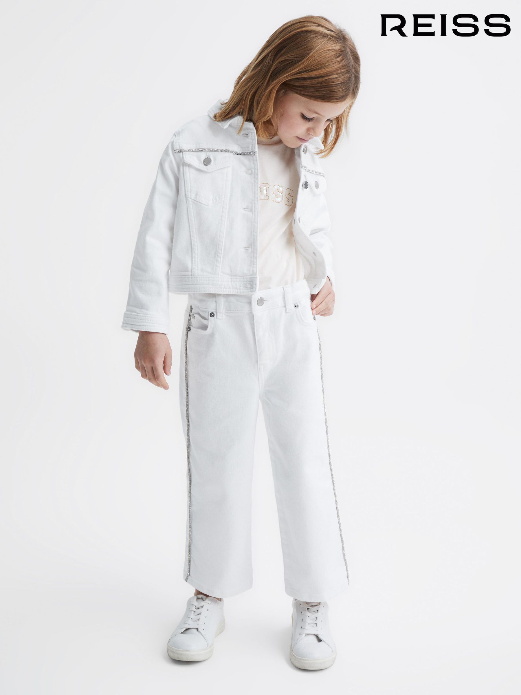 9-12 yrs Sparkle Stripe Denim Jacket in White (D51085) | €29