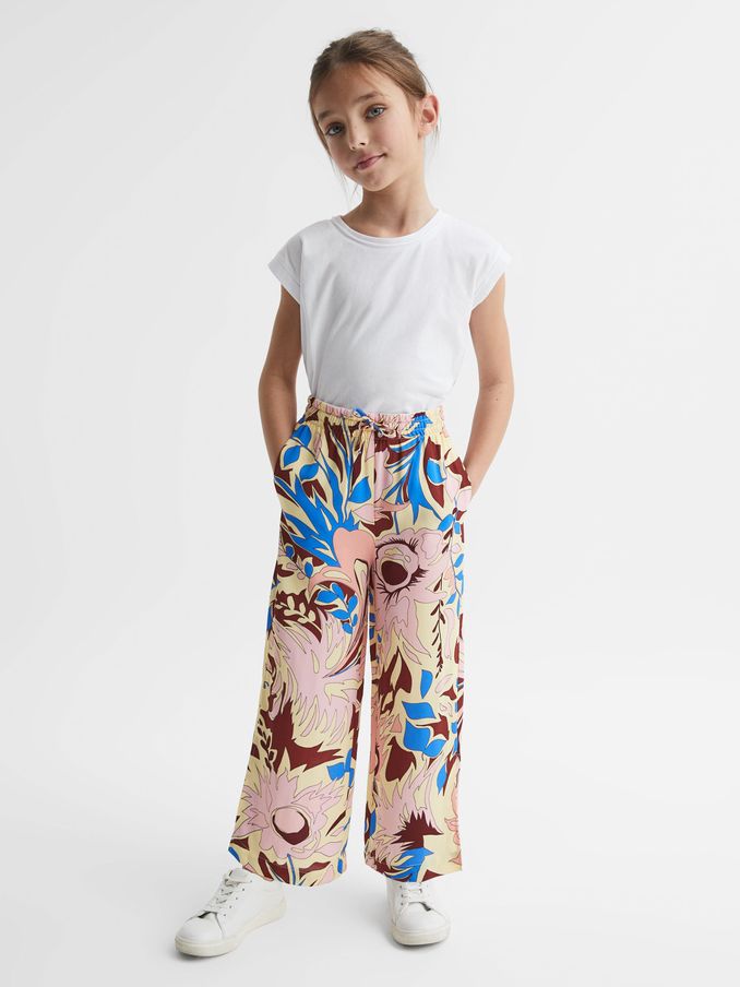 9-12 yrs Floral Printed Straight Leg Trousers in Lilac (D54748) | US$31