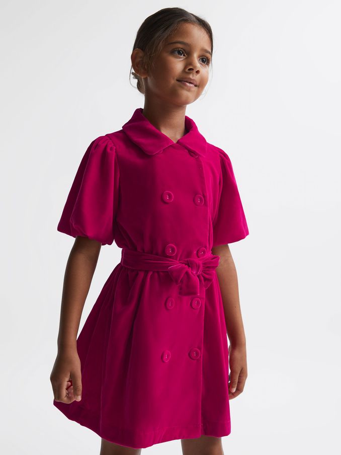 Velvet Double Breasted Dress in Pink (D55127) | $38