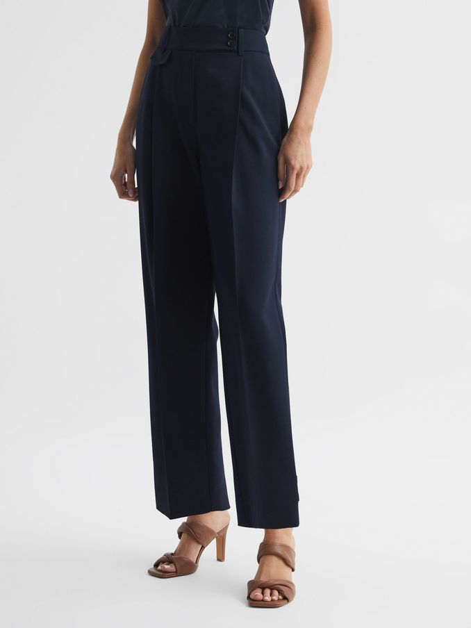 High Rise Cropped Tapered Trousers in Navy (D55745) | €88