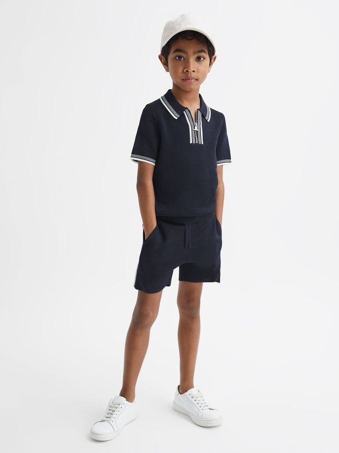 Senior Side Stripe Drawstring Shorts in Navy (D55819) | kr154
