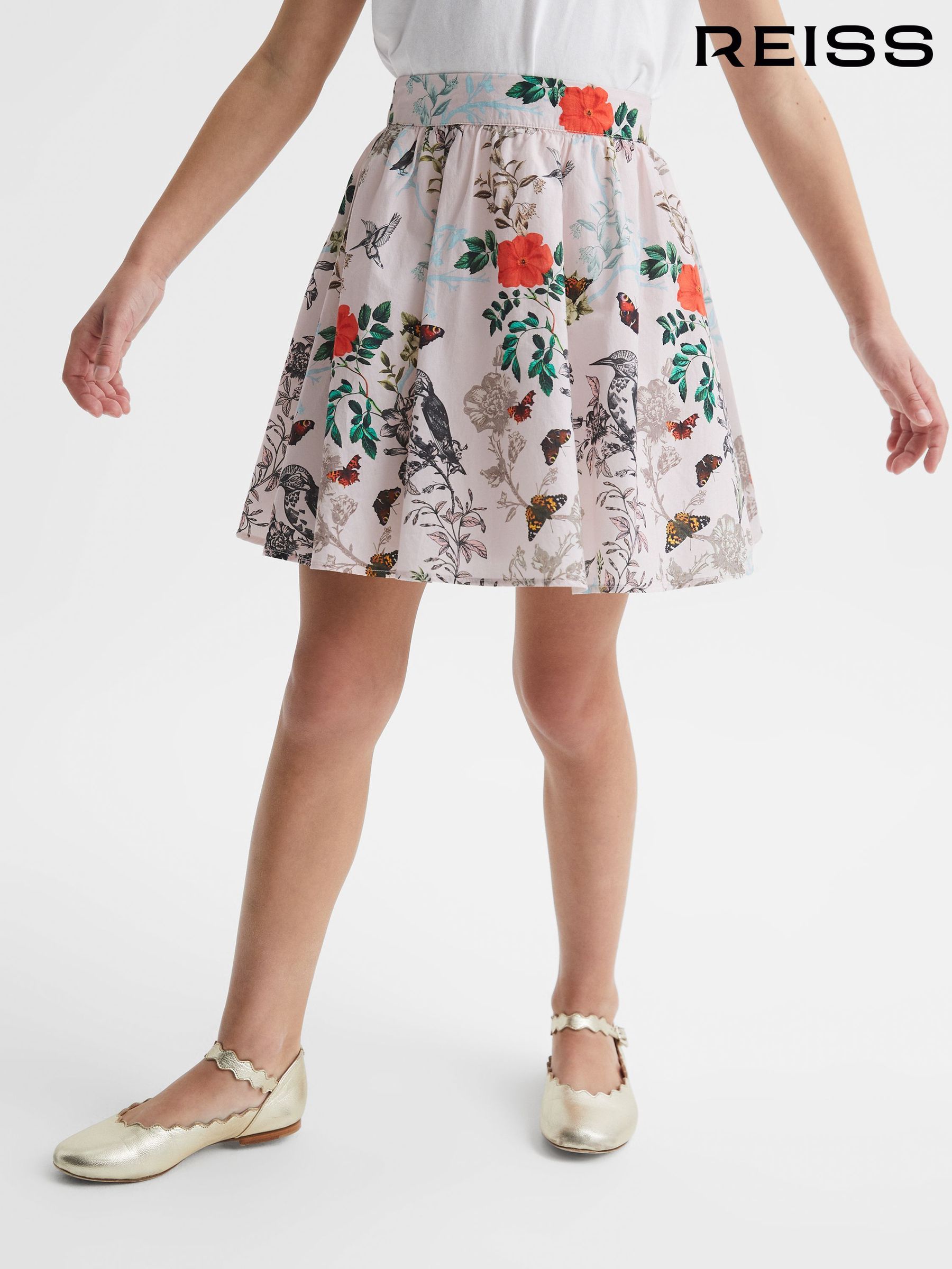 Floral Printed High-Rise Skirt in Ivory Print (D56895) | AED112