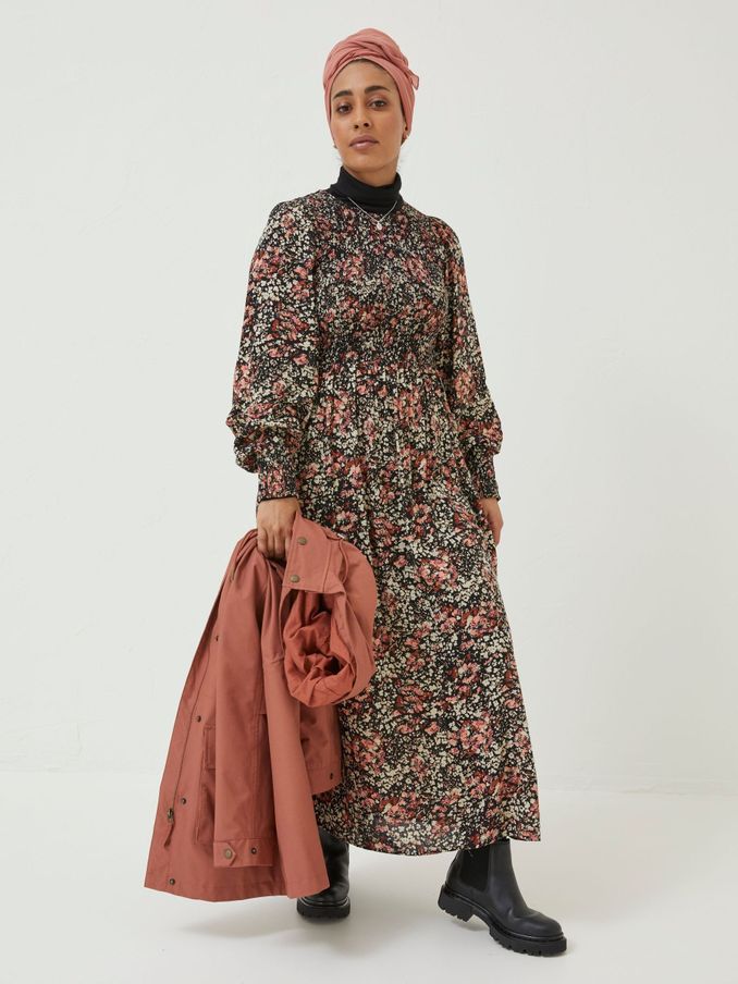 Black Fern Blush Floral Midi Dress (D57783) | €47
