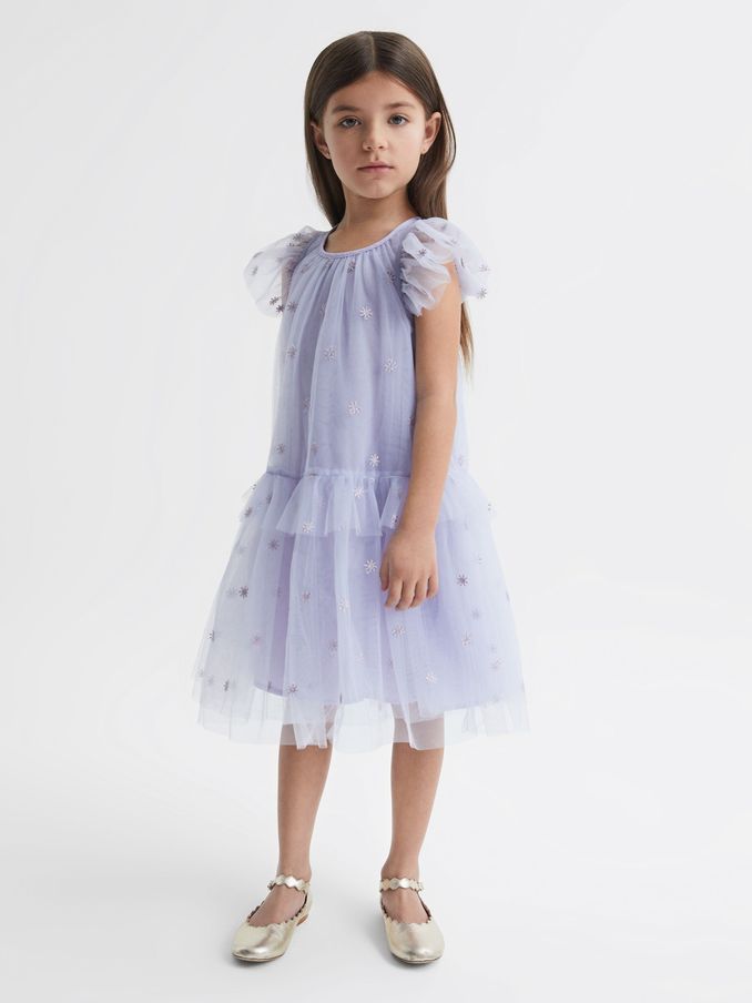 9-12 yrs Tulle Embroidered Dress in Lilac (D57983) | €38