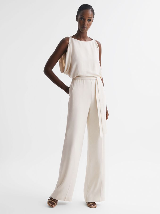 Wide Leg Bridal Jumpsuit in Ivory (D57994) | US$162