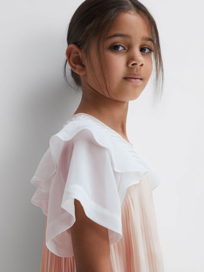 9-14 yrs Pleated Metallic Dress in Pink (D60727) | €35