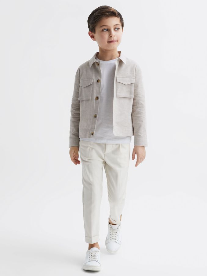 Cotton-Linen Long Sleeved Shirt in Ecru (D62927) | US$31