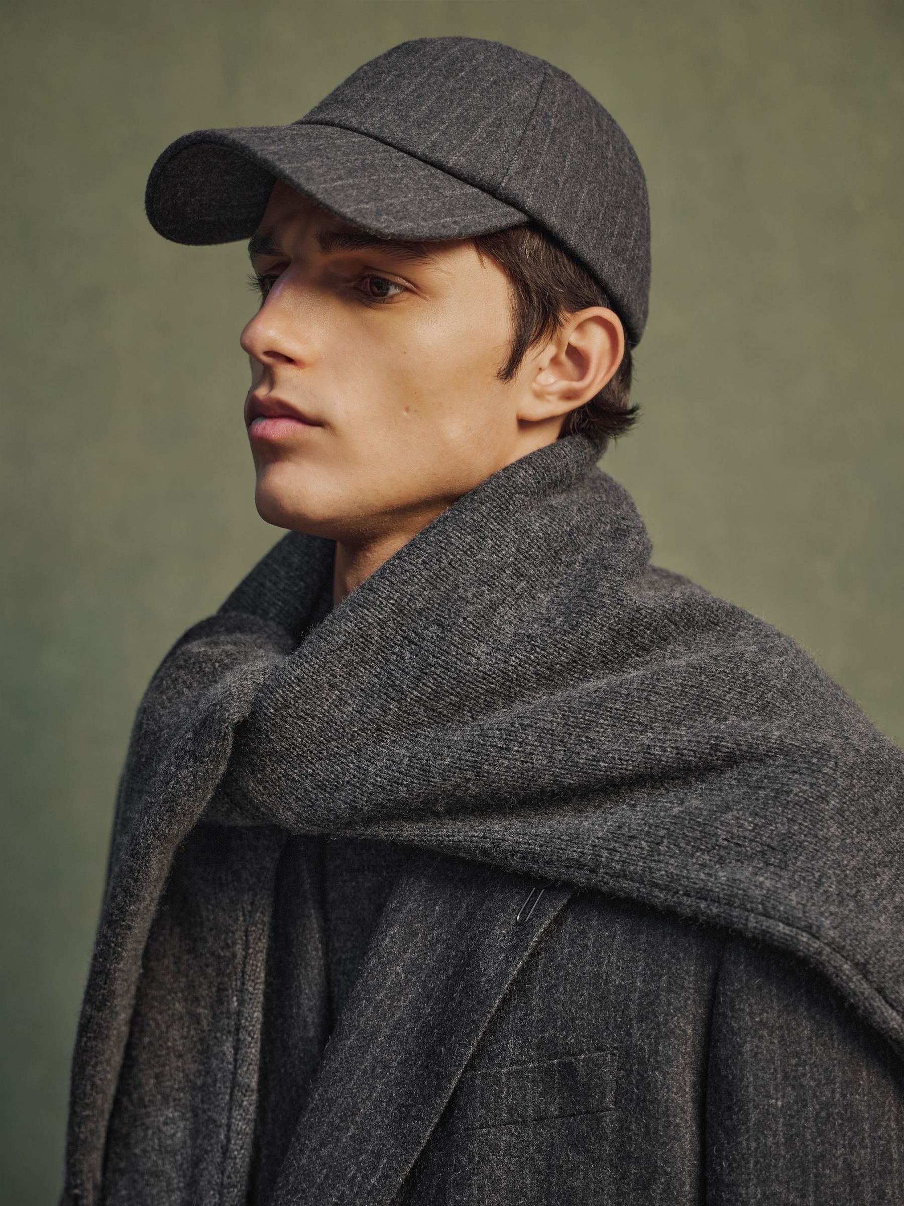 Charcoal Grey - Regular Monogram Pinstripe Baseball Cap
