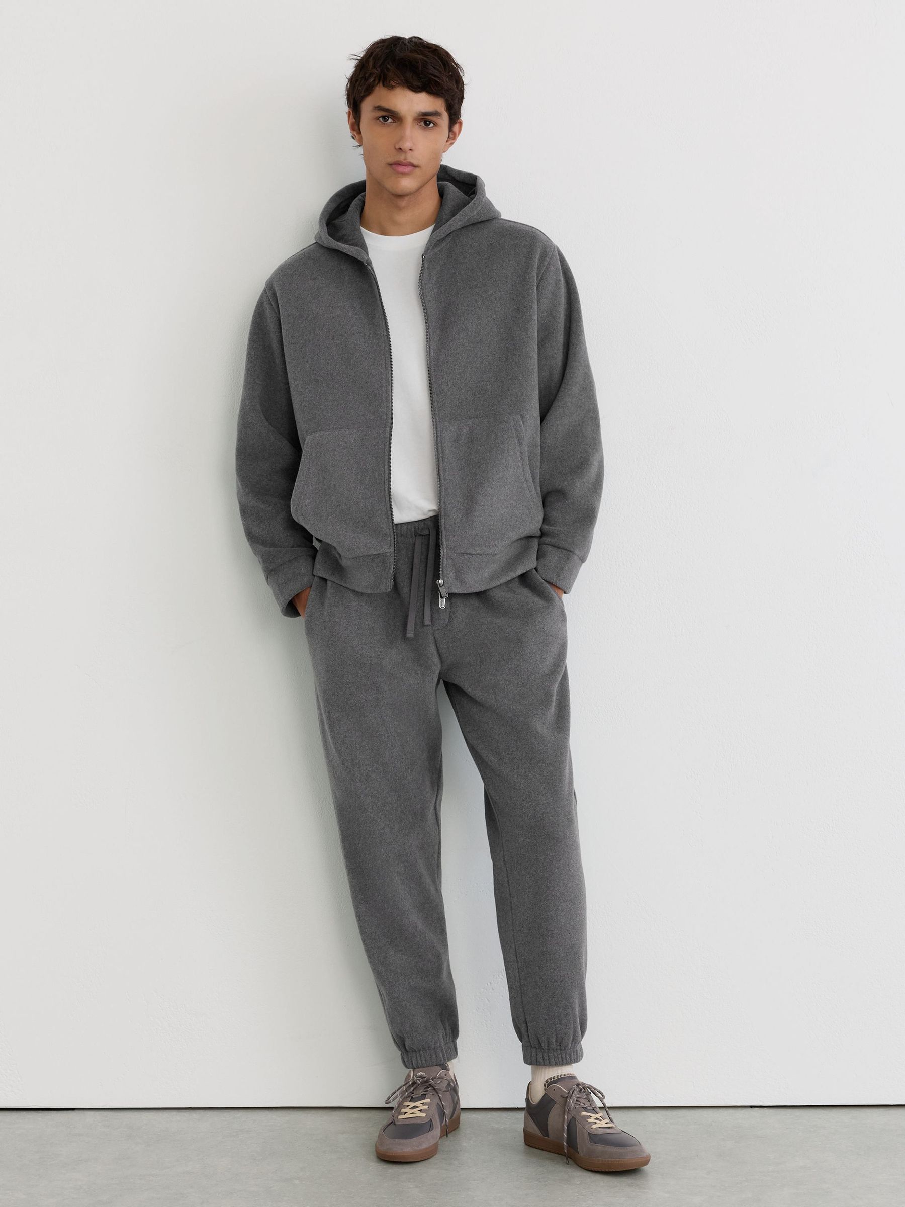 Charcoal Grey - Regular Fleece Relaxed Zip-through Hoodie