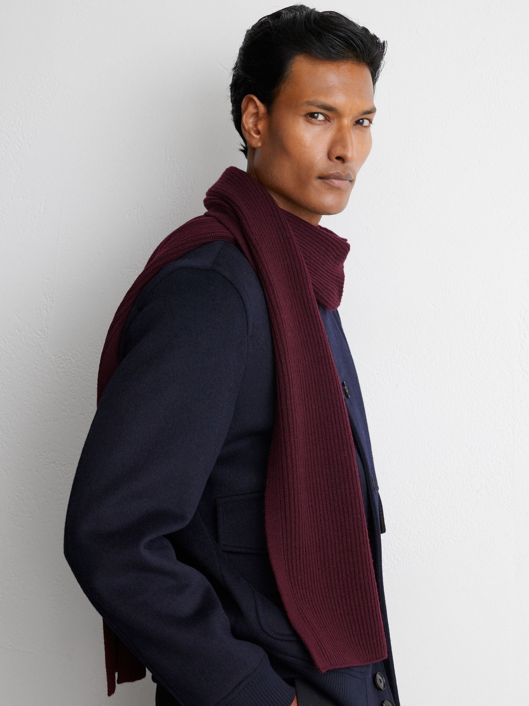bordeaux - Regular Merino Wool Rib-knit Scarf