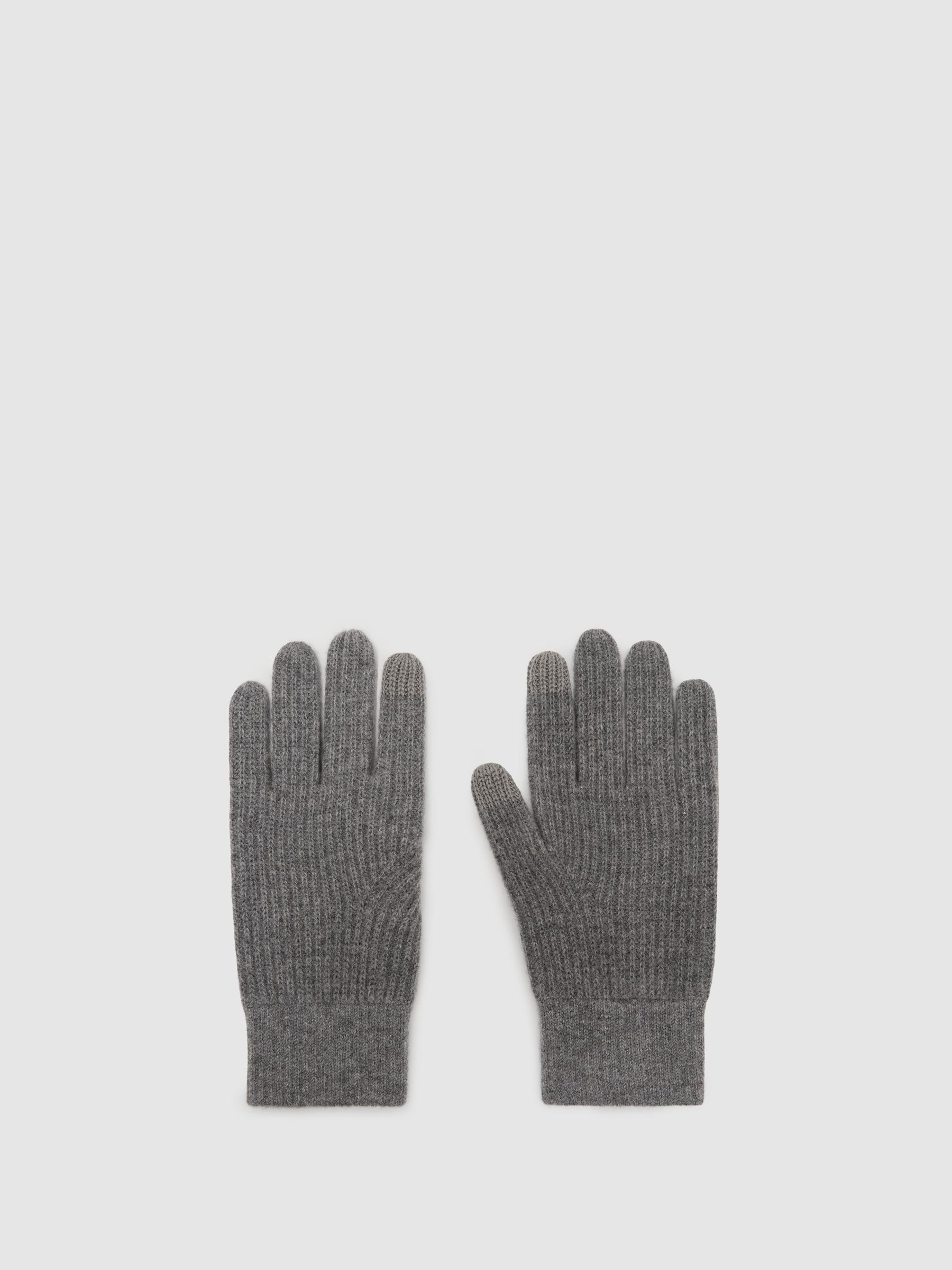 Mitten grå - Regular Merino Wool Rib-knit Gloves