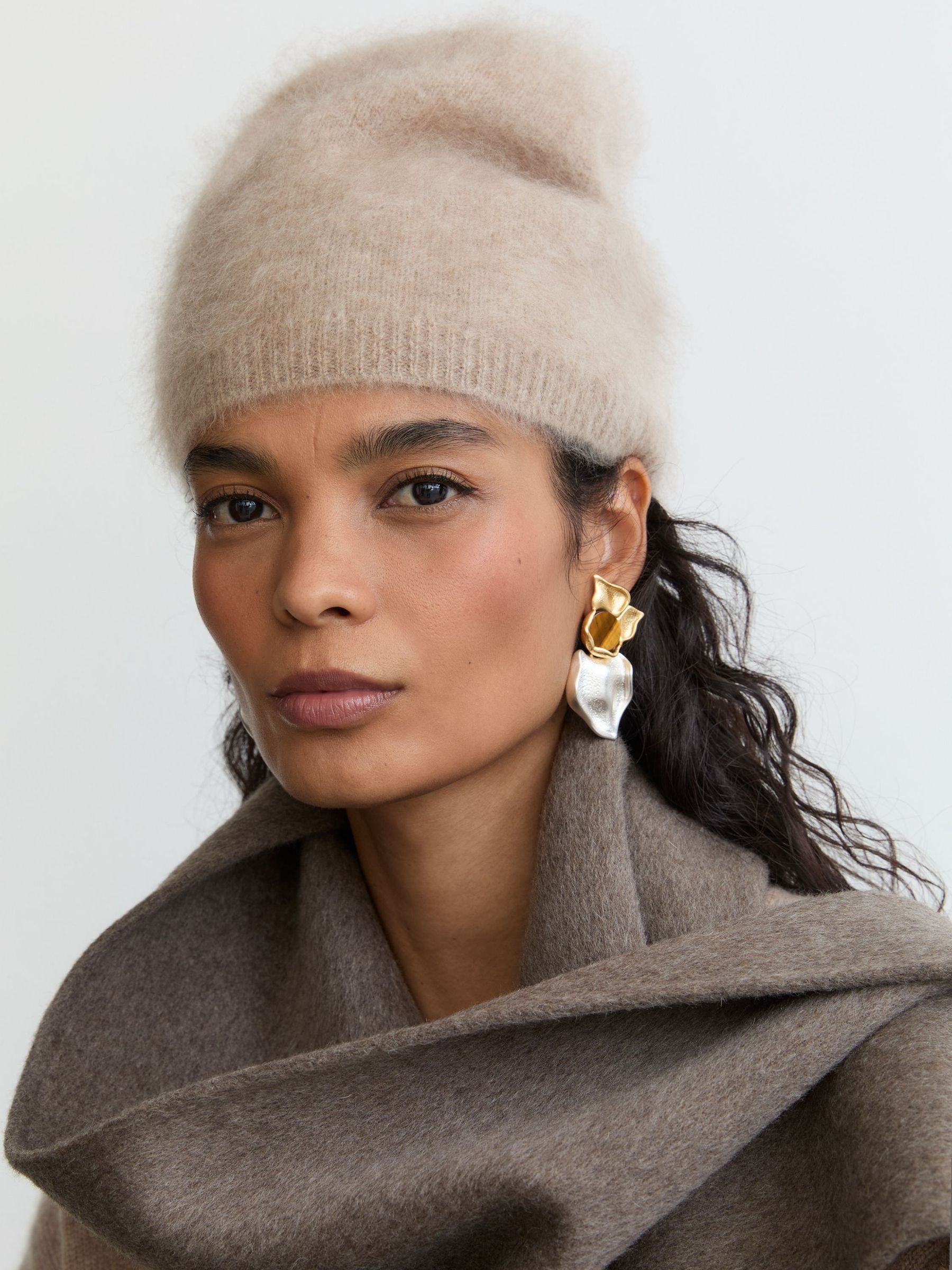 Neutral - Brushed Cashmere Beanie Hat