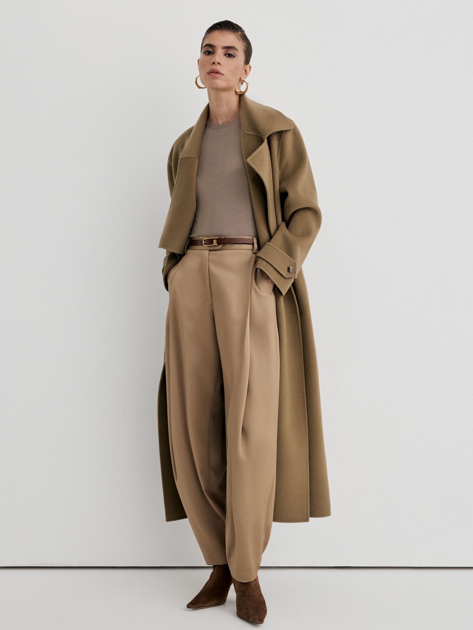Taupe - Atelier Taupe Satin Barrel Leg Trousers