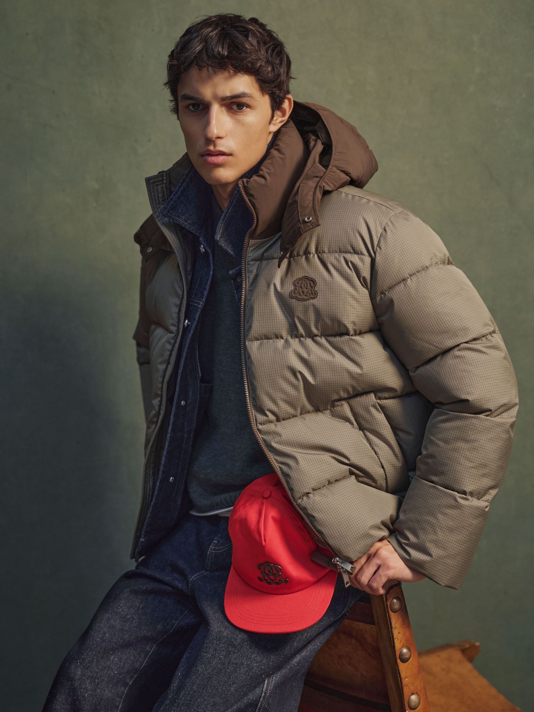 Multi Brown - Regular Monogram Check Puffer Jacket With Detachable Hood