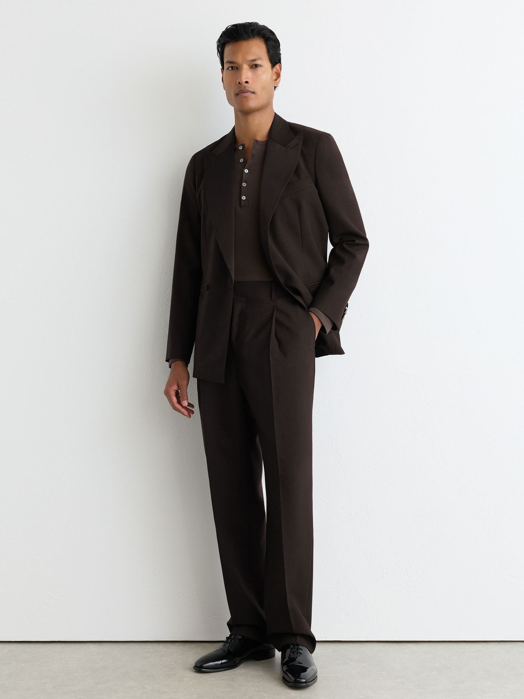 Brown - Regular Wool Classic-fit Pleated Suit Trousers
