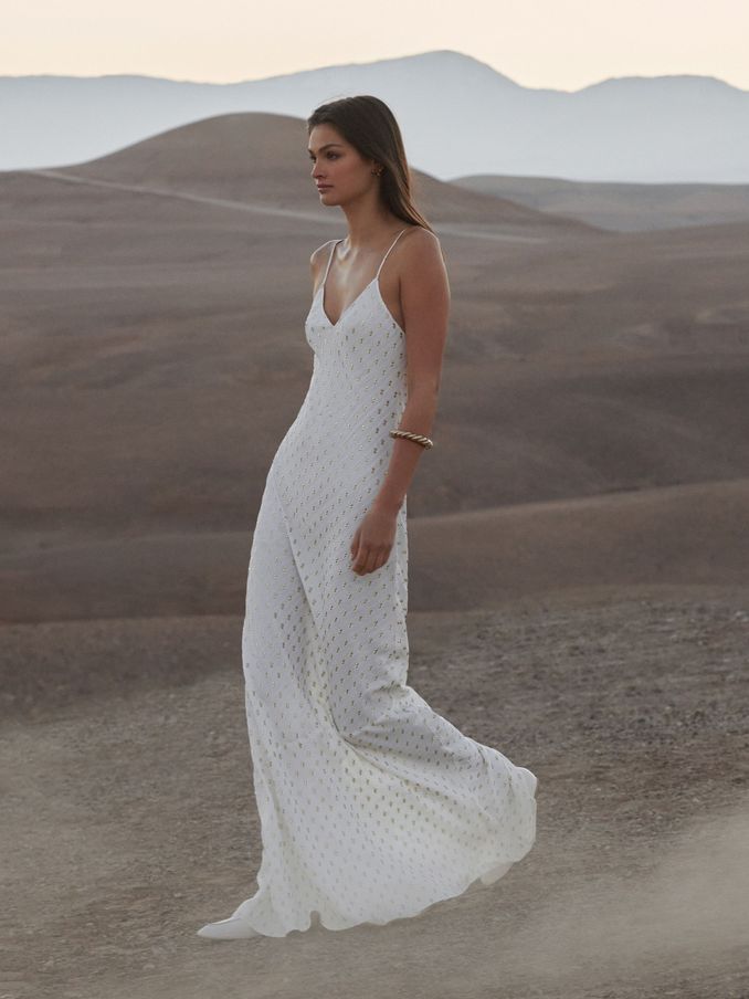 Metallic Maxi Dress in White/Gold (D65831) | €136