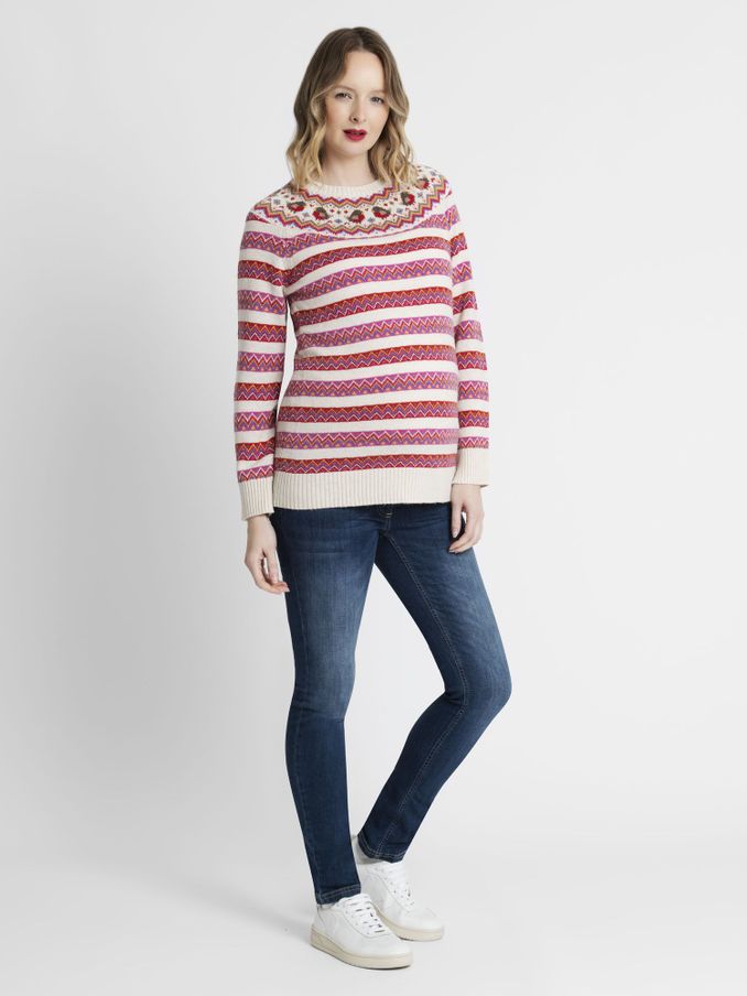 Cream Robin Fairisle Pattern Maternity Jumper (D66852) | $22