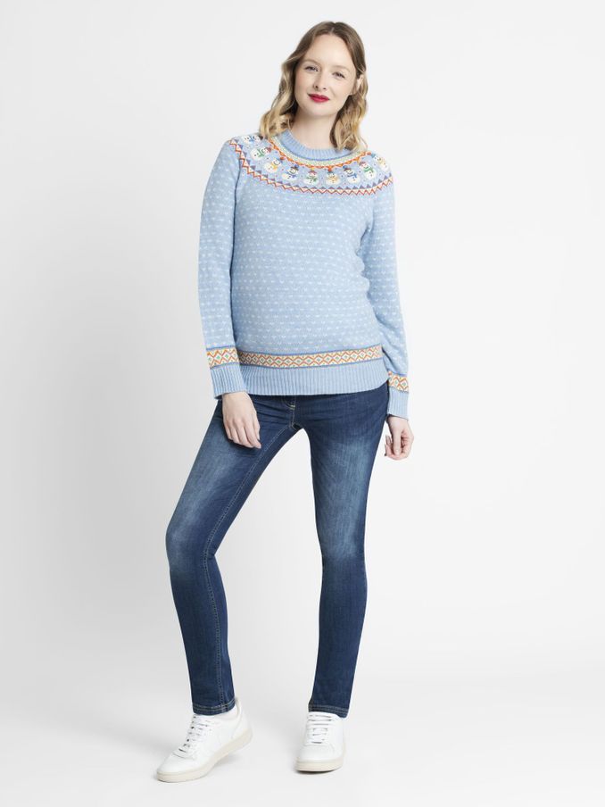 Blue Womens Snowman Fair Isle Pattern Jumper (D66856) | $24