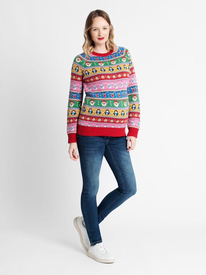 Multi Womens Christmas Fair Isle Pattern Jumper (D66858) | $24