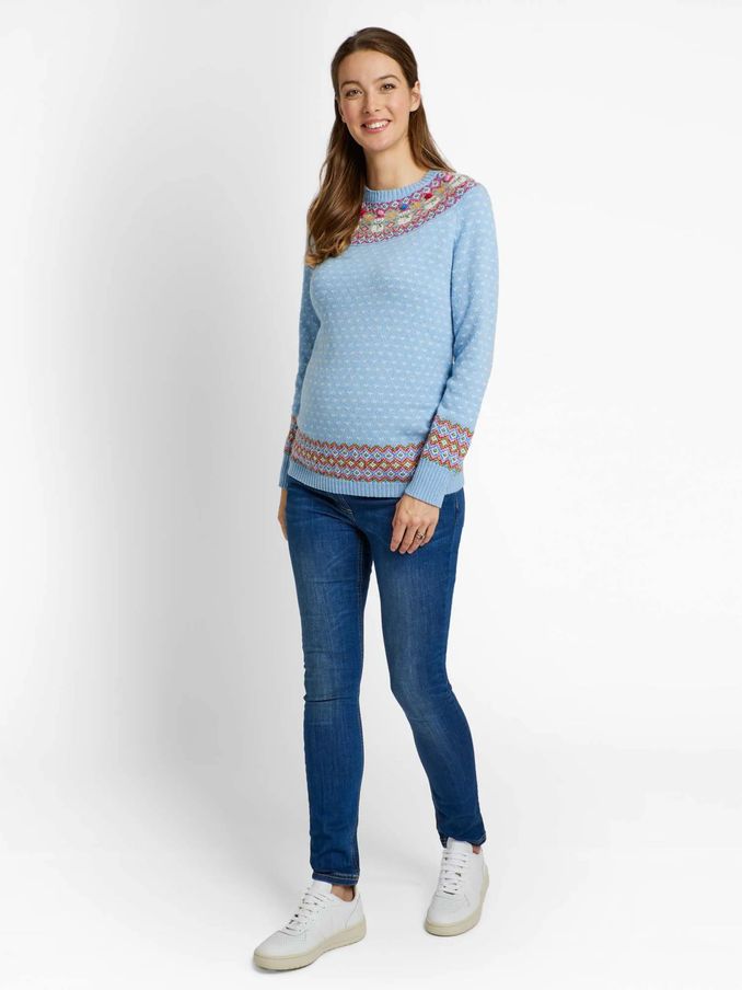 Blue Snowman Fair Isle Pattern Cashmere Mix Maternity Jumper (D66862) | $22