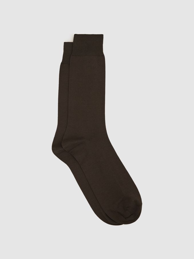 Mercerised Cotton Blend Sock in Chocolate (D68924) | US$20