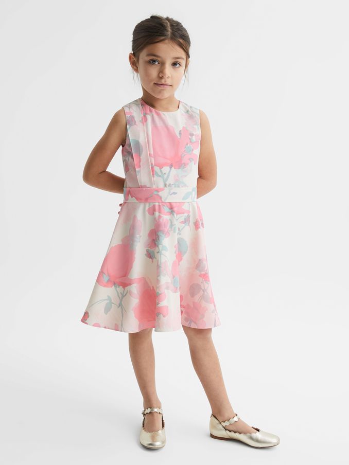 4-9 yrs Floral Printed Belted Dress in Pink (D68947) | €28
