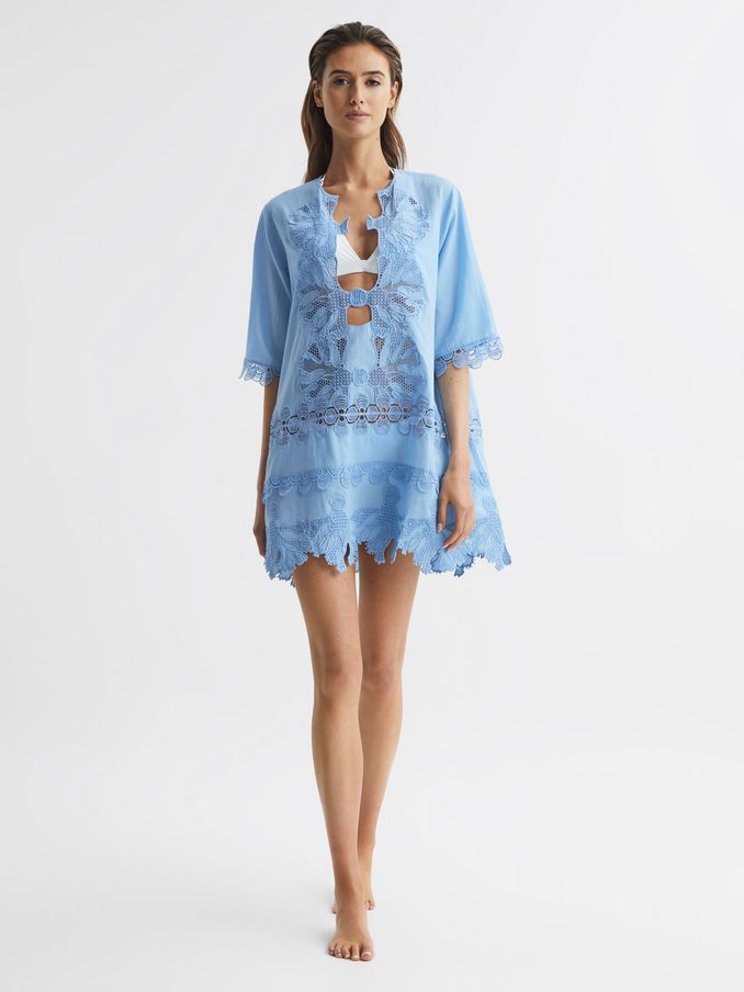 Embroidered Kaftan in Blue (D72439) | €80