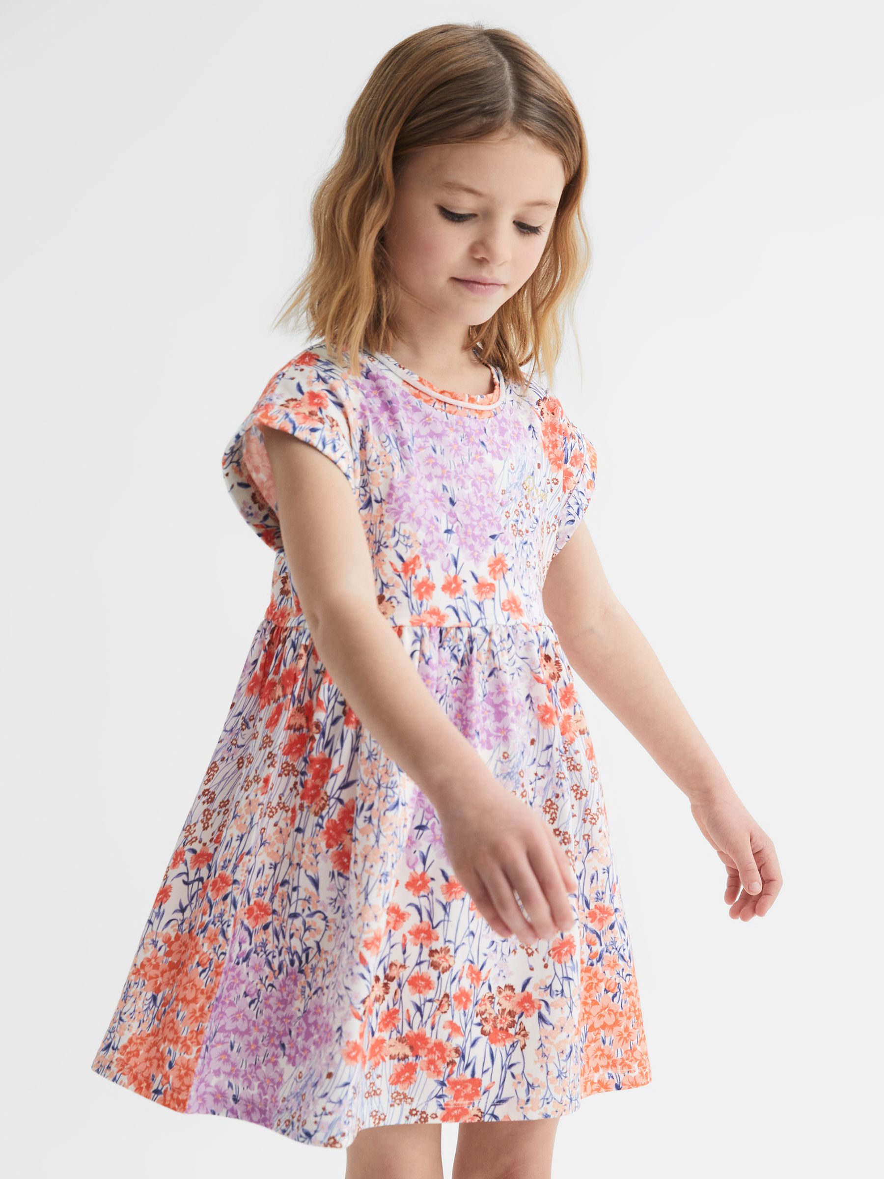 9-12 yrs Floral Print Jersey Dress in Pink Print (D74779) | €21