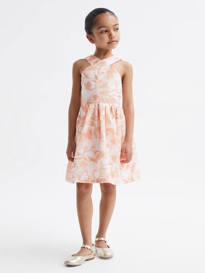 4-9 yrs Floral Print Halter Neck Dress in Pink Print (D74795) | €36