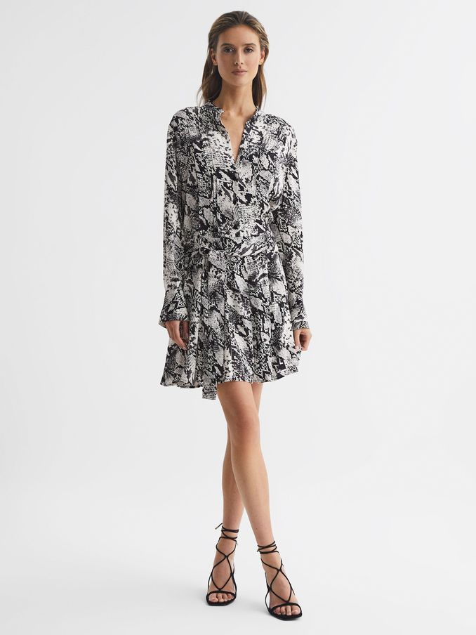Animal Print Mini Dress in Black/White (D76847) | US$98