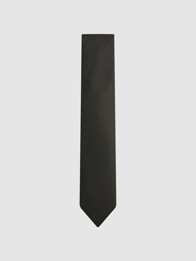 Textured Silk-Blend Tie in Dark Green (D79037) | €26