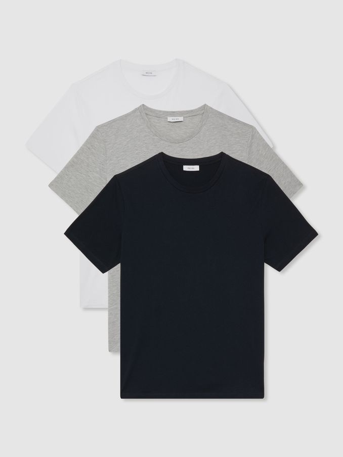 Three Pack of Crew Neck T-Shirts in Multi (D79047) | US$44