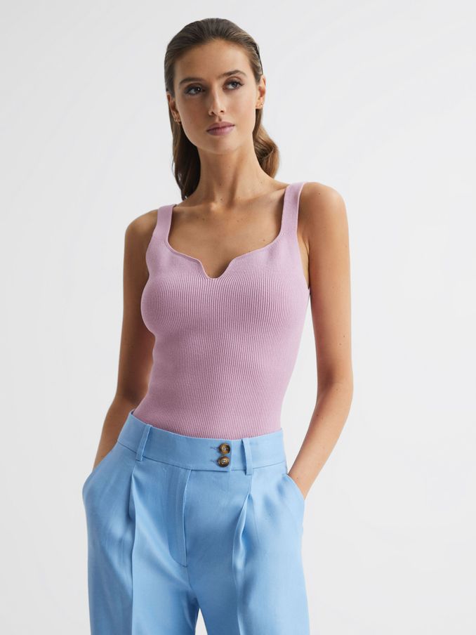 Sweetheart Neck Top in Purple (D87109) | $57