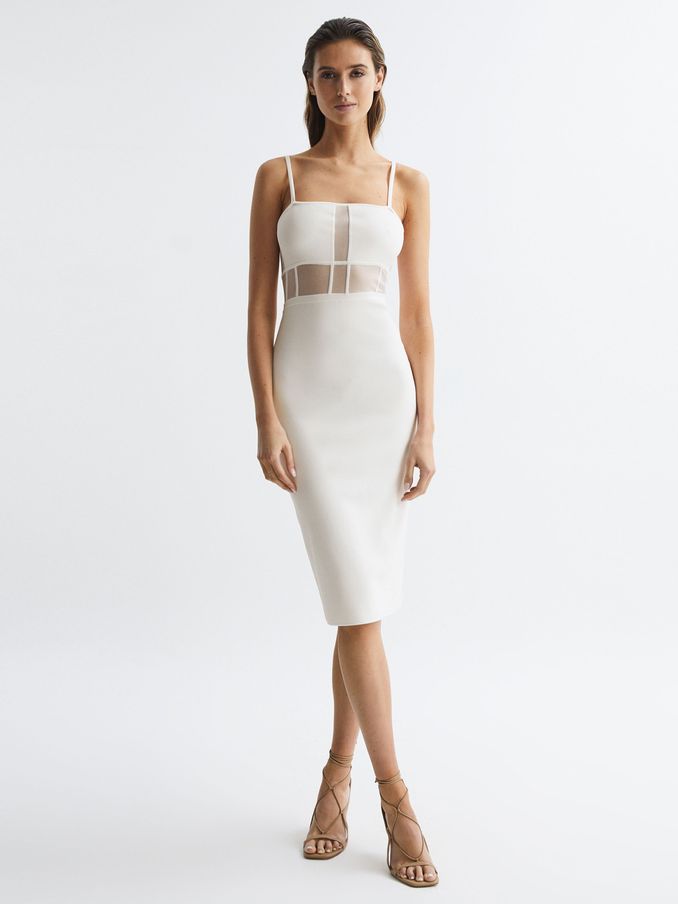 Knitted Bodycon Dress in White (D87124) | US$86