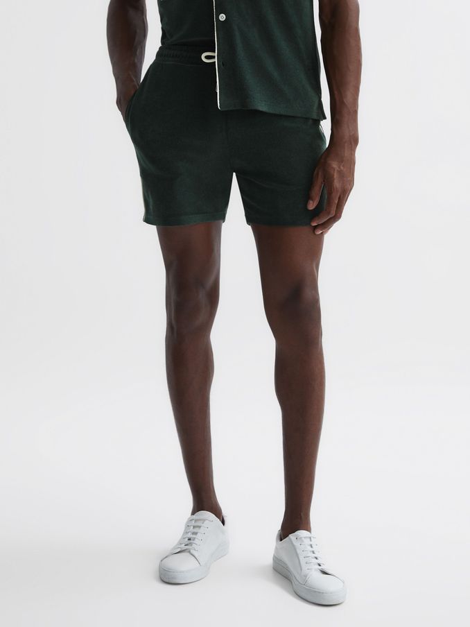 Towelling Drawstring Shorts in Dark Green (D97848) | €27