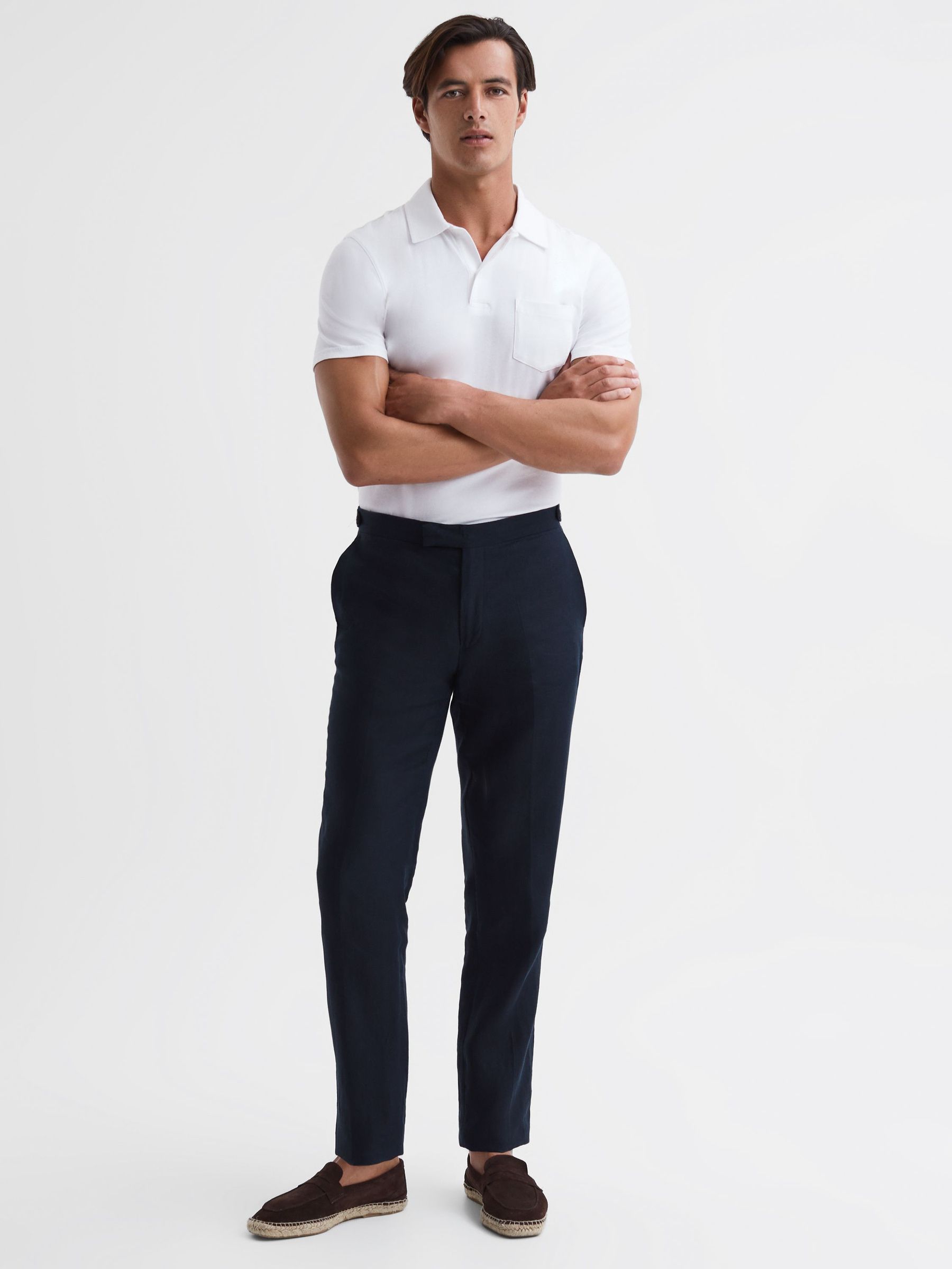 Slim Fit Cotton Polo Shirt in White (D97854) | $32