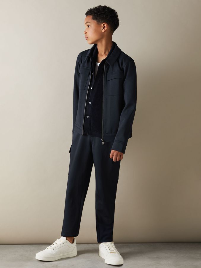 9-13 yrs Twill Zip-Front Jacket in Navy (E00682) | €35