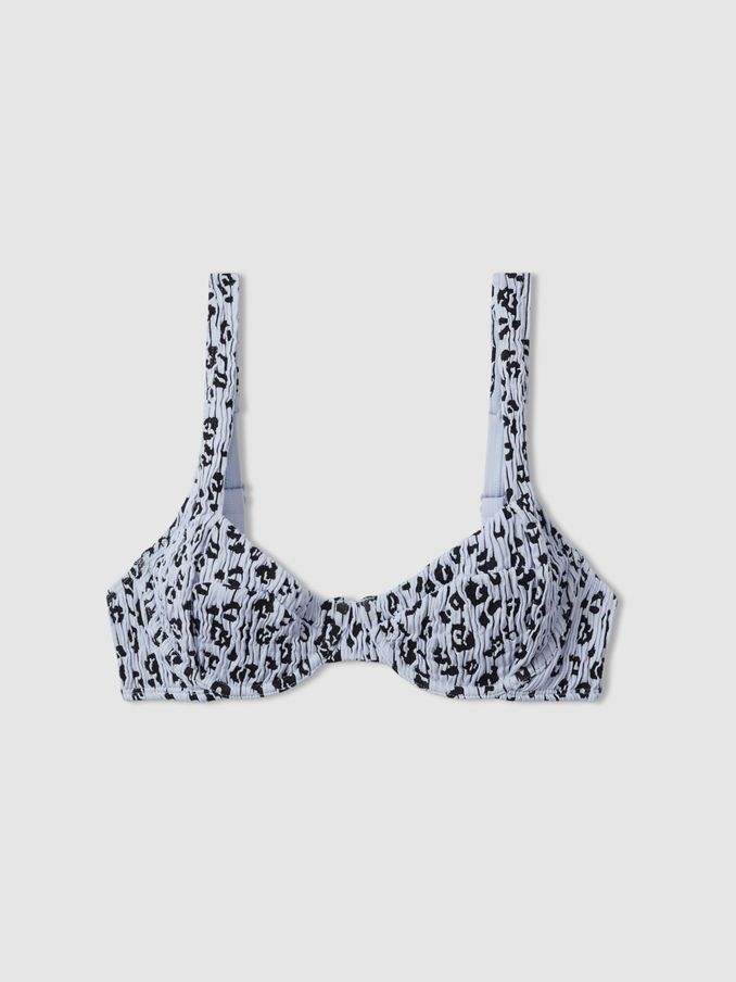 Always Fits Leopard Print Underwired Bikini Top in Blue Print (E00688) | US$63
