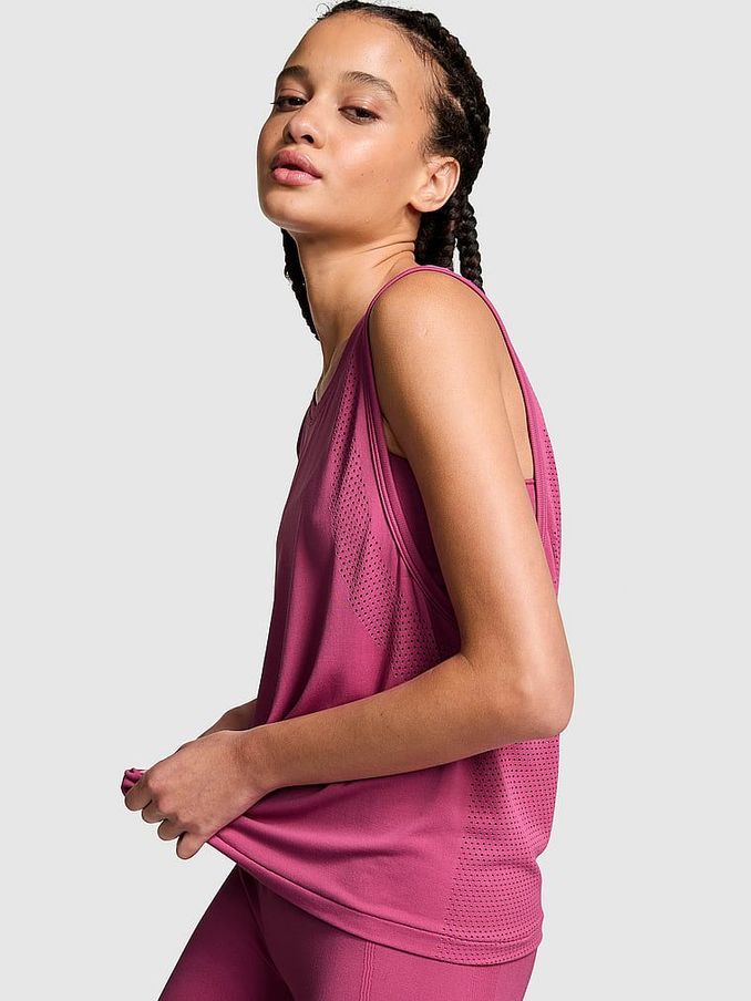 Pink Violet Seamless Drapey Muscle Tank Top (E03420) | €13