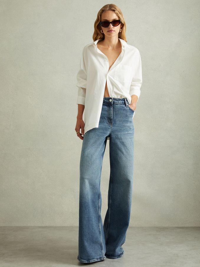 Wide Leg Jeans in Mid Blue (E04235) | €143